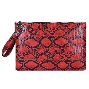 Red black Snake print fashion clutch bag wrist strap